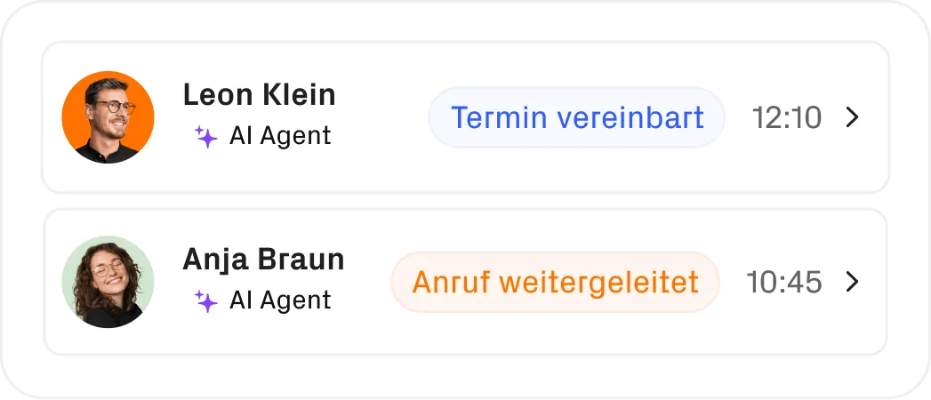 Beispiele von Anrufen, die ein AI Agent beantwortet hat